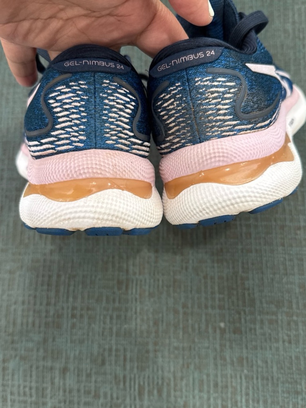 ASICS Women's Blue with Pink Athletic Running Shoes - Picture 3 of 4